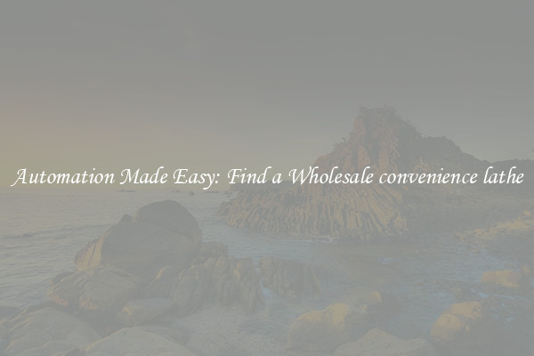  Automation Made Easy: Find a Wholesale convenience lathe 
